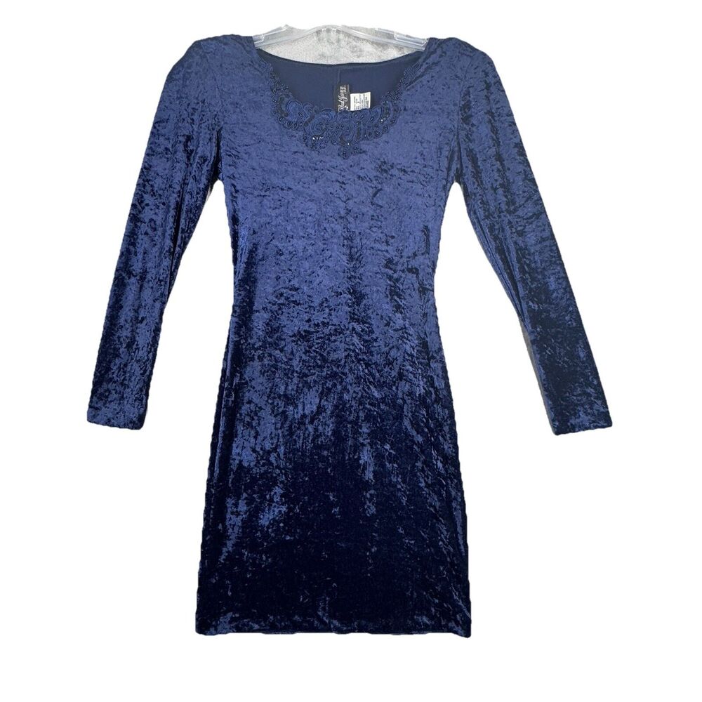 All That Jazz Dress Womens Small Blue Crush Velvet Mini Dress‎ Party Formal Y2K